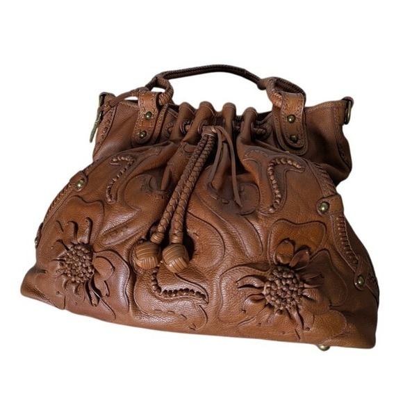 RARE Vintage Lockheart shoulder bag handtooled leather floral‎ paisley 90s y2k - Picture 3 of 13